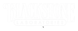 Blackstone Laboratories logo, white on a transparent background