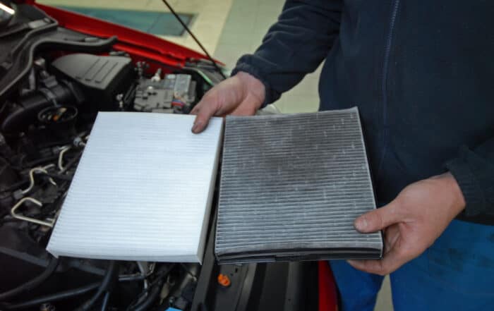 Dirty air filter compared to a clean air filter