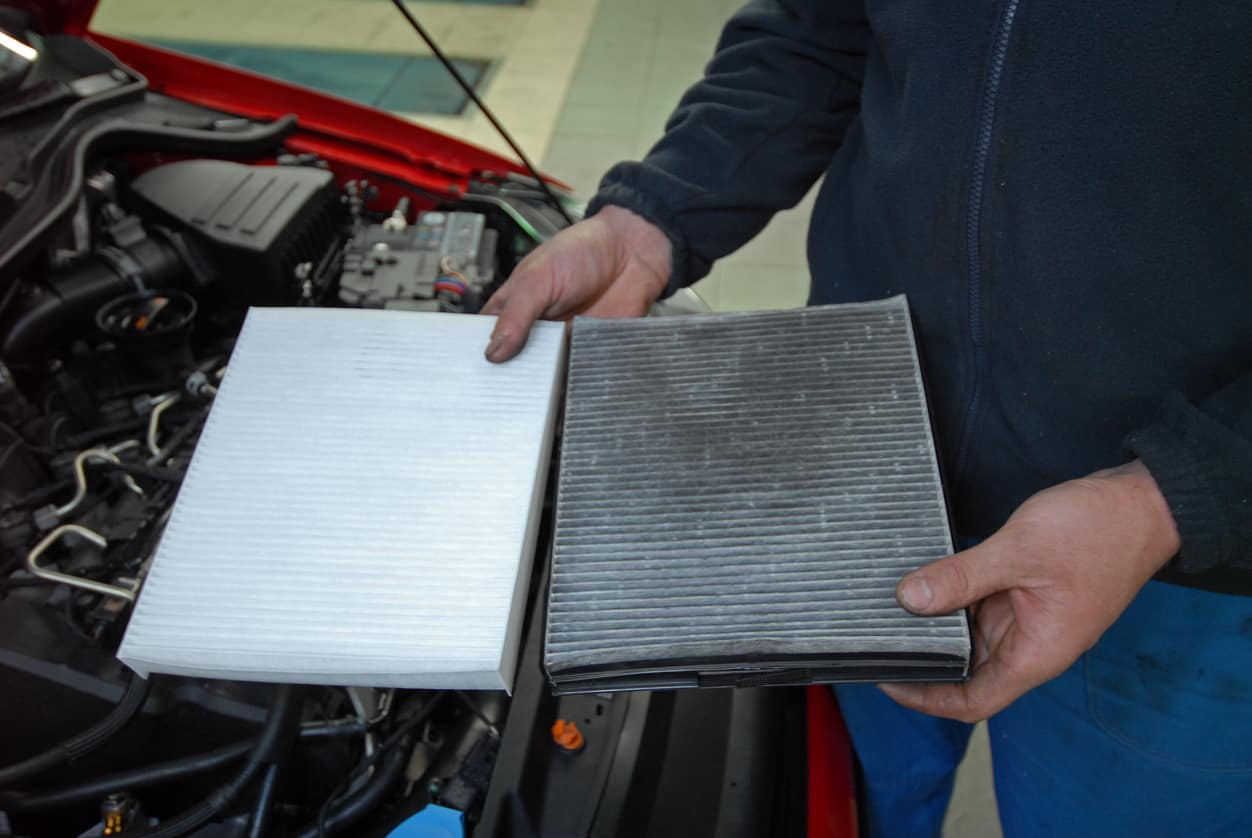 Dirty air filter compared to a clean air filter