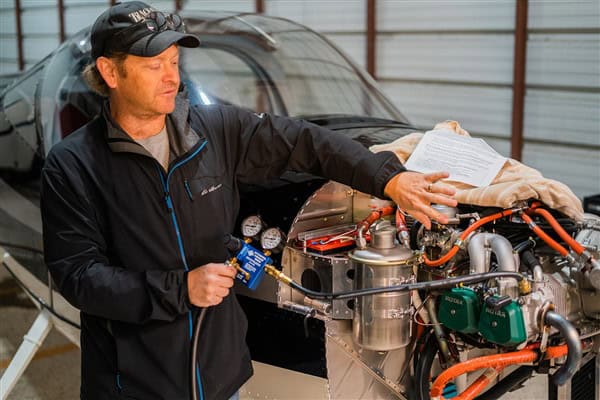 Ryan doing a compression check on his RV-12