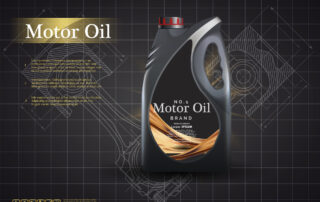 motor oil jug on black grid background