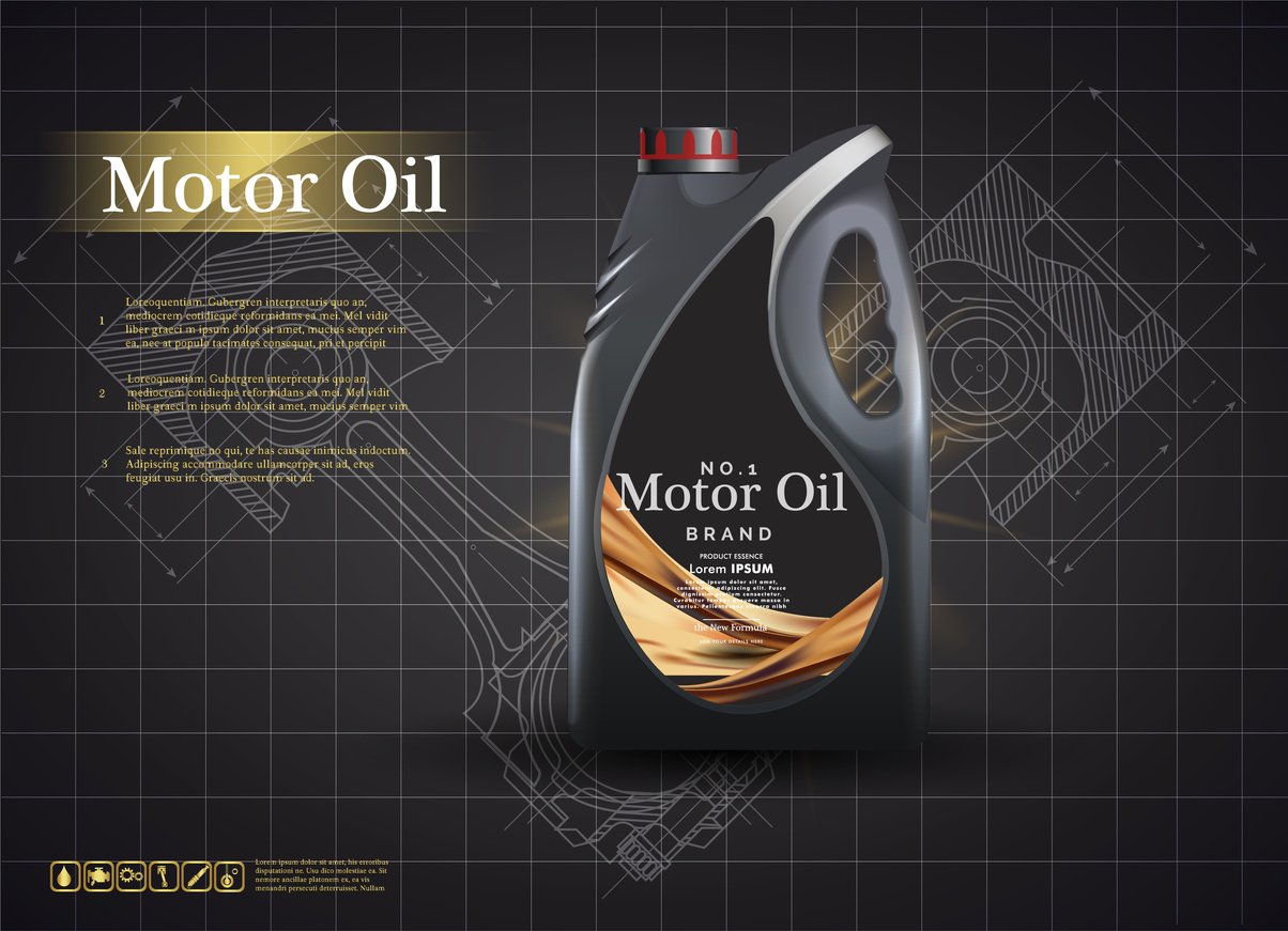 motor oil jug on black grid background