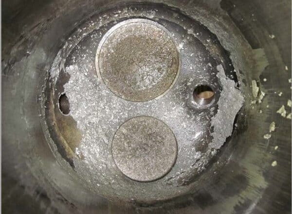 Top-down view of a cylinder that experienced detonation