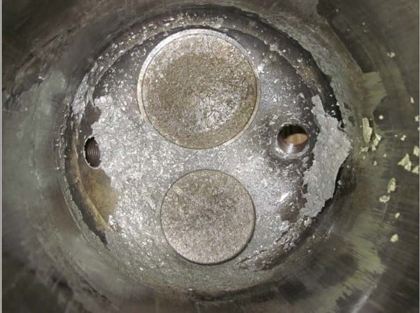 Top-down view of a cylinder that experienced detonation