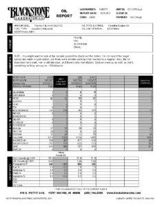 Suzi's Corolla oil report