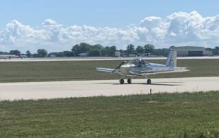 Ryan's RV-12 returns from its first flight